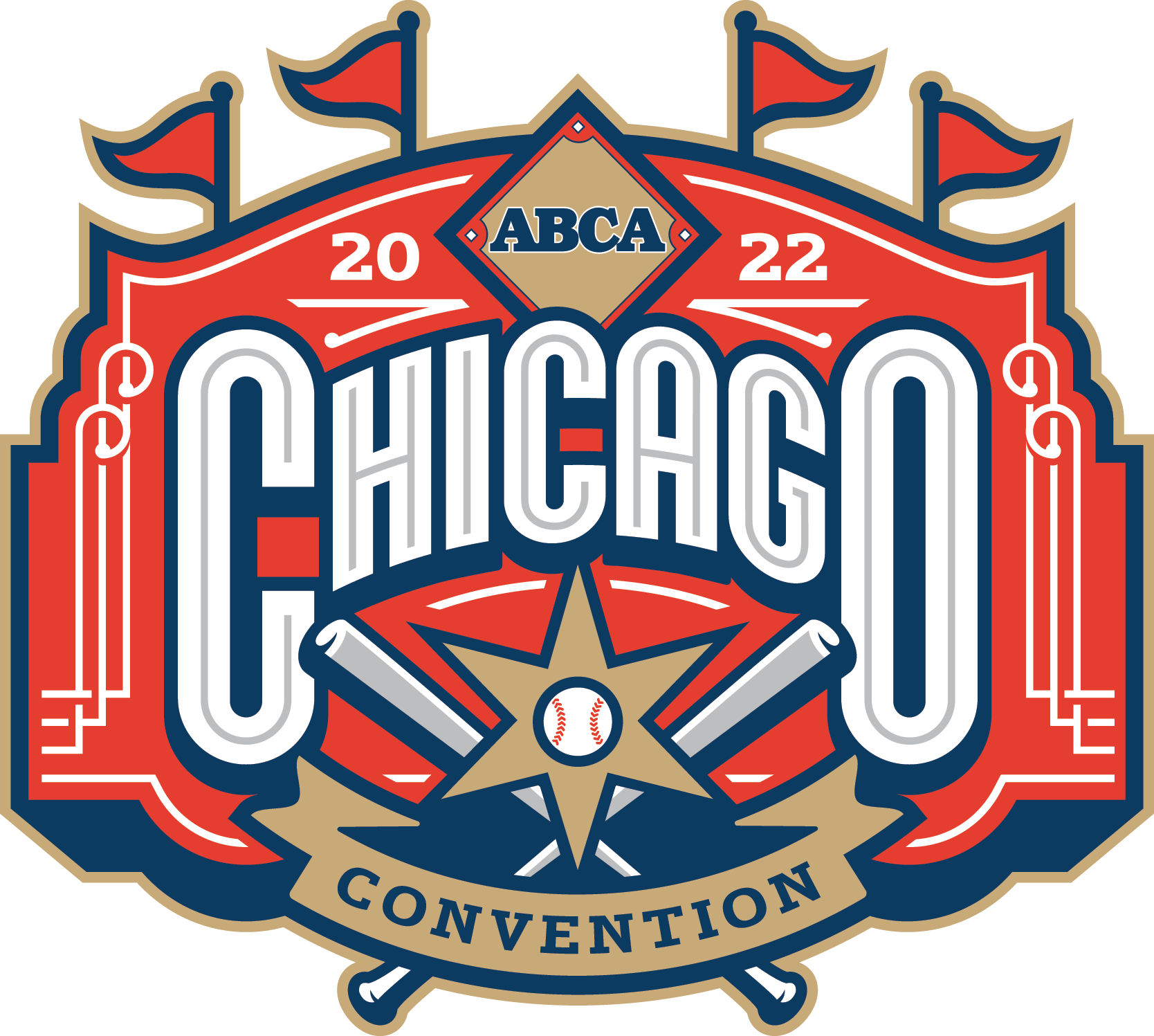 2022 ABCA Convention Logo which features a Wrigley Field scoreboard background with Chicago and 2022 on the front